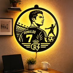 Cristiano Ronaldo LED Wall Decor Light – CR7, GOAT, Siuuu, Real Madrid, Manchester United, Al Nassr Football Wall Art for Home & Sports Room
