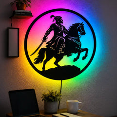Chhatrapati Shivaji Maharaj LED Wall Decor Light – Shivaji, Maratha King, Jai Bhavani Jai Shivaji, Swarajya Wall Art for Home & Office