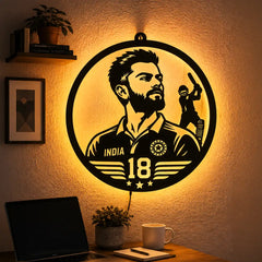 Virat Kohli LED Wall Decor Light – King Kohli, Run Machine, Chase Master, Cricket, Team India, RCB Wall Art for Home & Sports Room